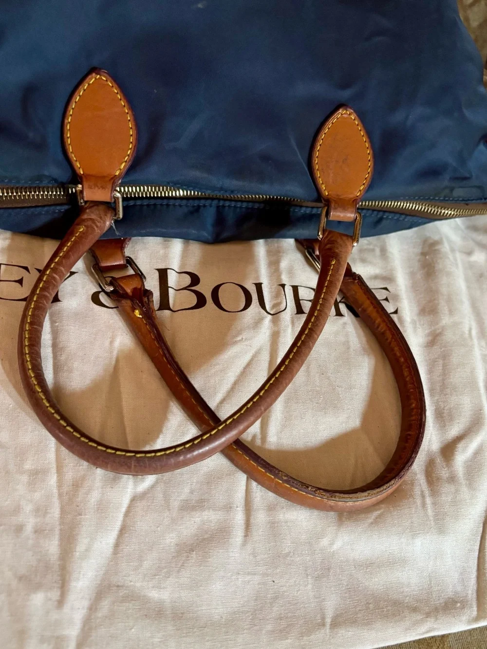 Dooney & Bourke Navy Nylon Satchel/Crossbody Vanessa Leather Bag w/Dustbag
